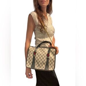 Gucci vintage small Gg canvas black tote